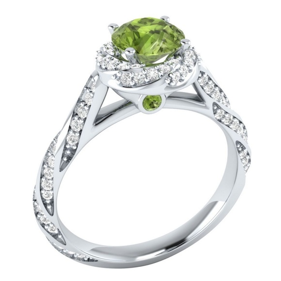 Huitan Jewelry - 925 Silver Jewelry Round Cut Peridot Elegant Ring